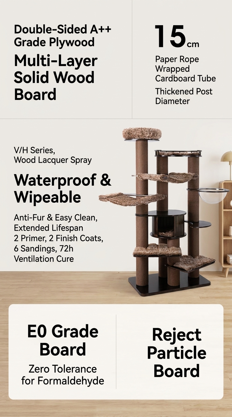 73" Tall Multi-Level Cat Tower with Scratching Posts & Cozy Cat Bed