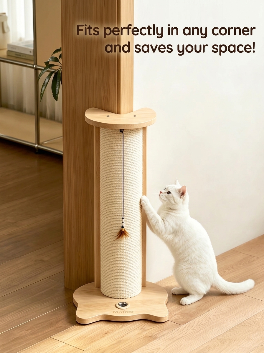 Corner Cat Scratcher for Wall & Furniture Protection | Natural Sisal Cat Scratching Post for Indoor Cats