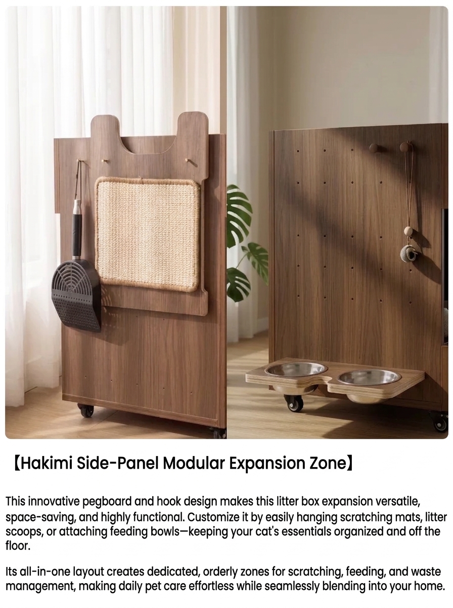 Modern Cat Litter Cabinet with Storage– Multi-Level Wooden Litter Box Enclosure