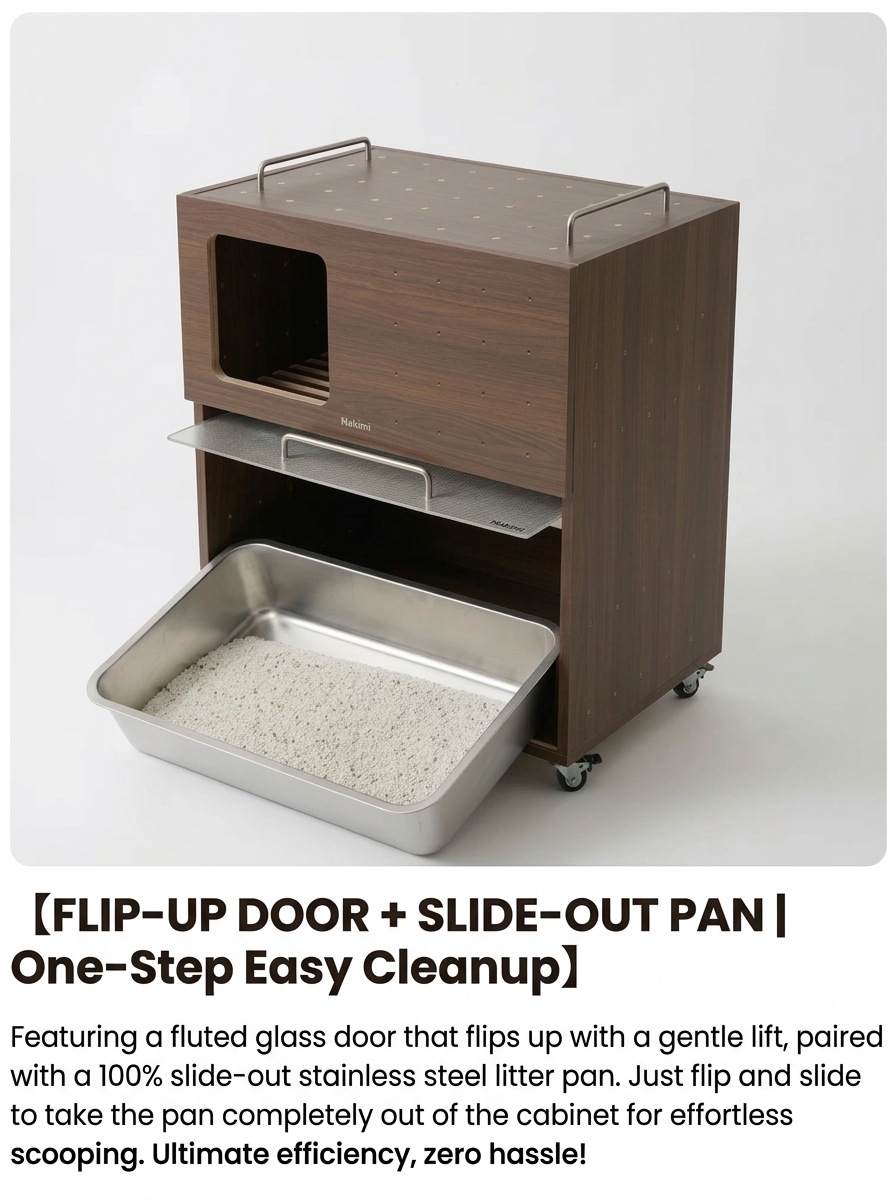 Modern Wooden Cat Litter Box Cabinet | Double Layer Hidden Litter Furniture with Anti-Tracking Design for Large Cats