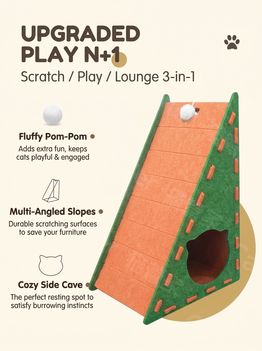 Triangular Felt Cat Scratcher – Modular Corner Scratcher & Sofa Protector