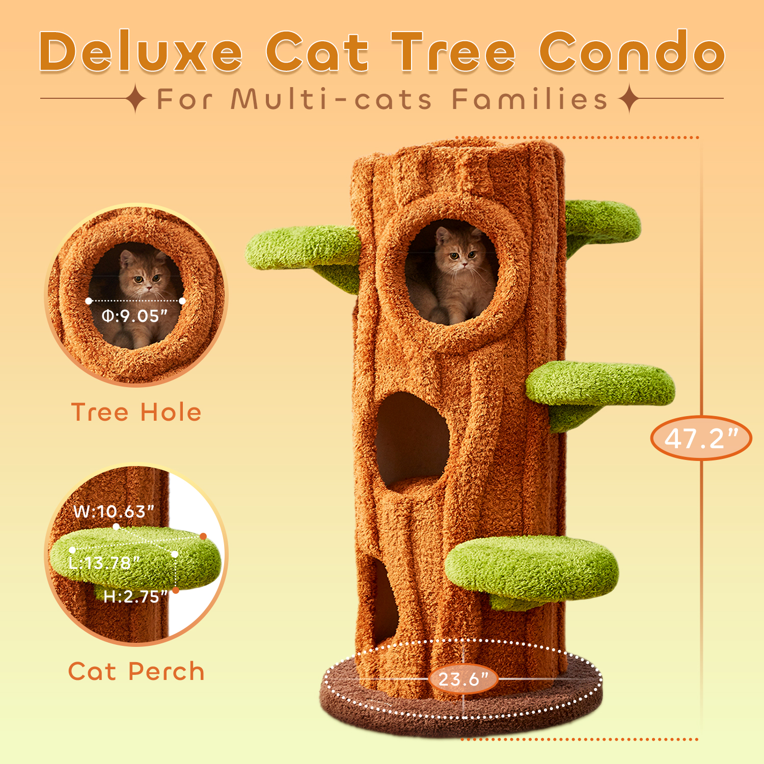 48.8'' H Solid Wood Modern Cat Tree Tower Condo