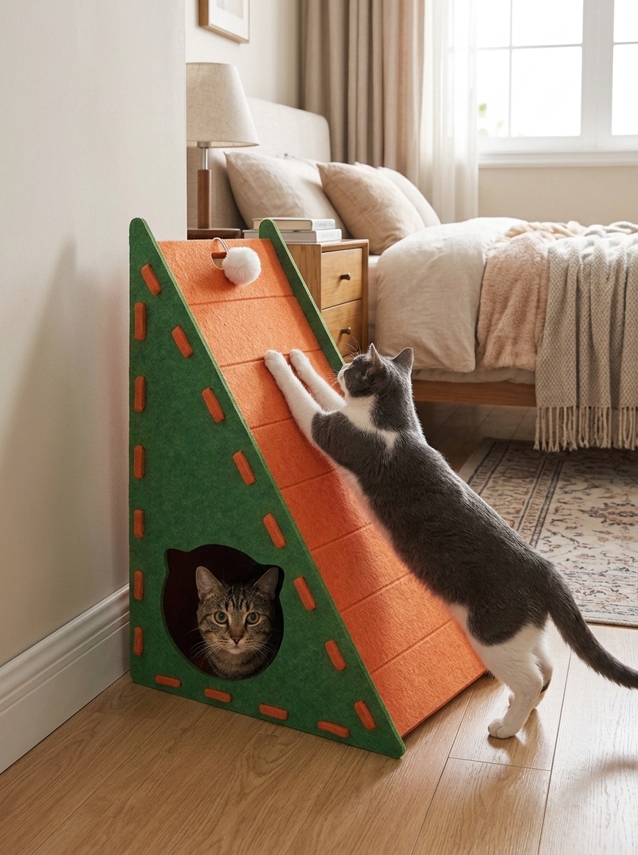 Triangular Felt Cat Scratcher – Modular Corner Scratcher & Sofa Protector