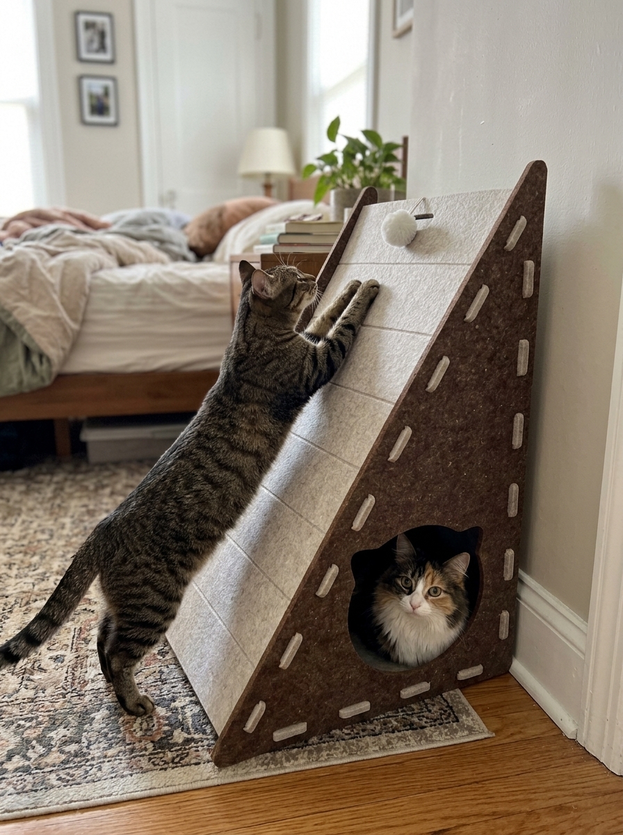 Triangular Felt Cat Scratcher – Modular Corner Scratcher & Sofa Protector