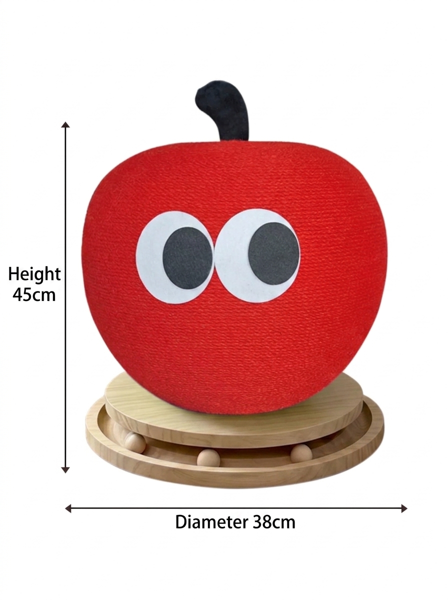 Cute Green Apple Sisal Cat Scratching Post & Toy