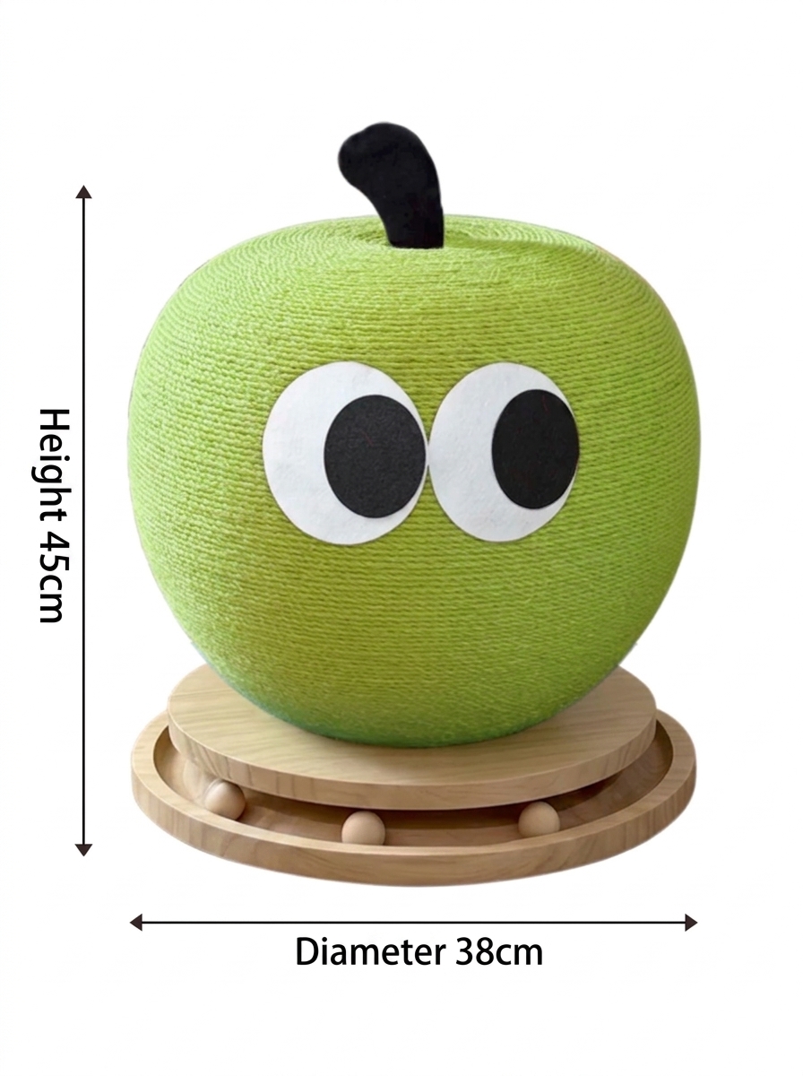Cute Green Apple Sisal Cat Scratching Post & Toy