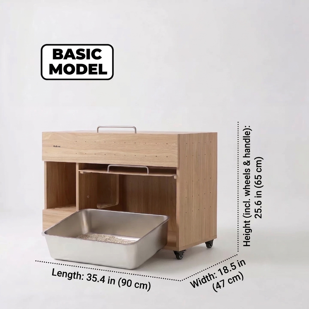 Modern Cat Litter Cabinet with Storage– Multi-Level Wooden Litter Box Enclosure