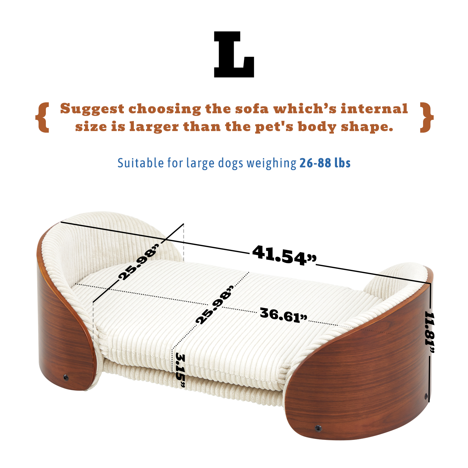 Luxury Solid Wood Dog Bed With Bent Wood Back
