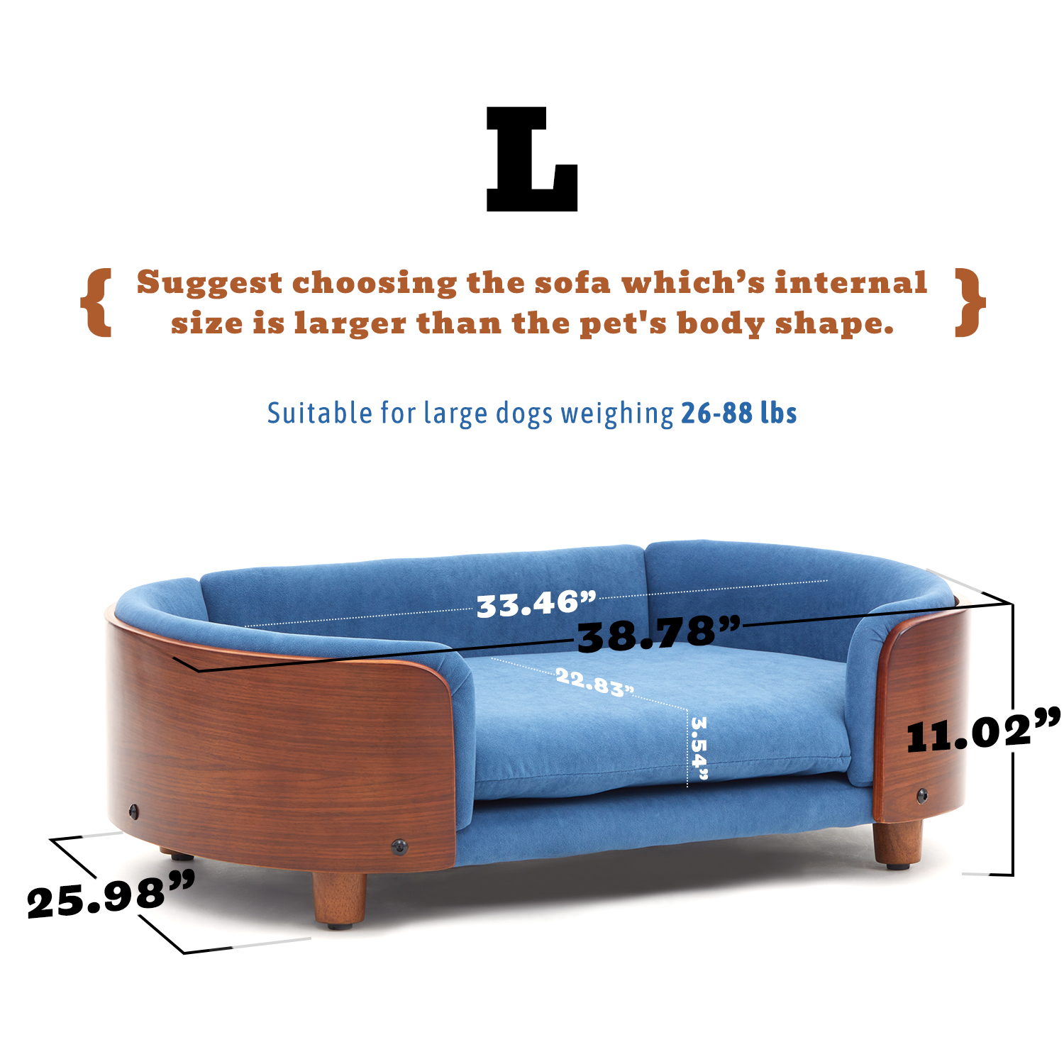 Luxury Solid Wood Dog Bed With Legs And Bent Wood Back