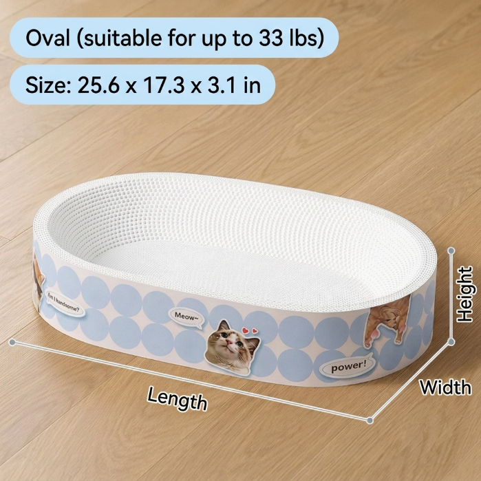 Large White Corrugated Cardboard Cat Scratcher Bed | Durable Cat Scratch Pad & Cozy Cat Lounge