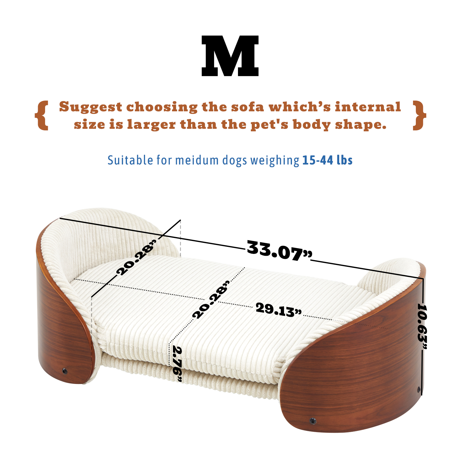 Luxury Solid Wood Dog Bed With Bent Wood Back