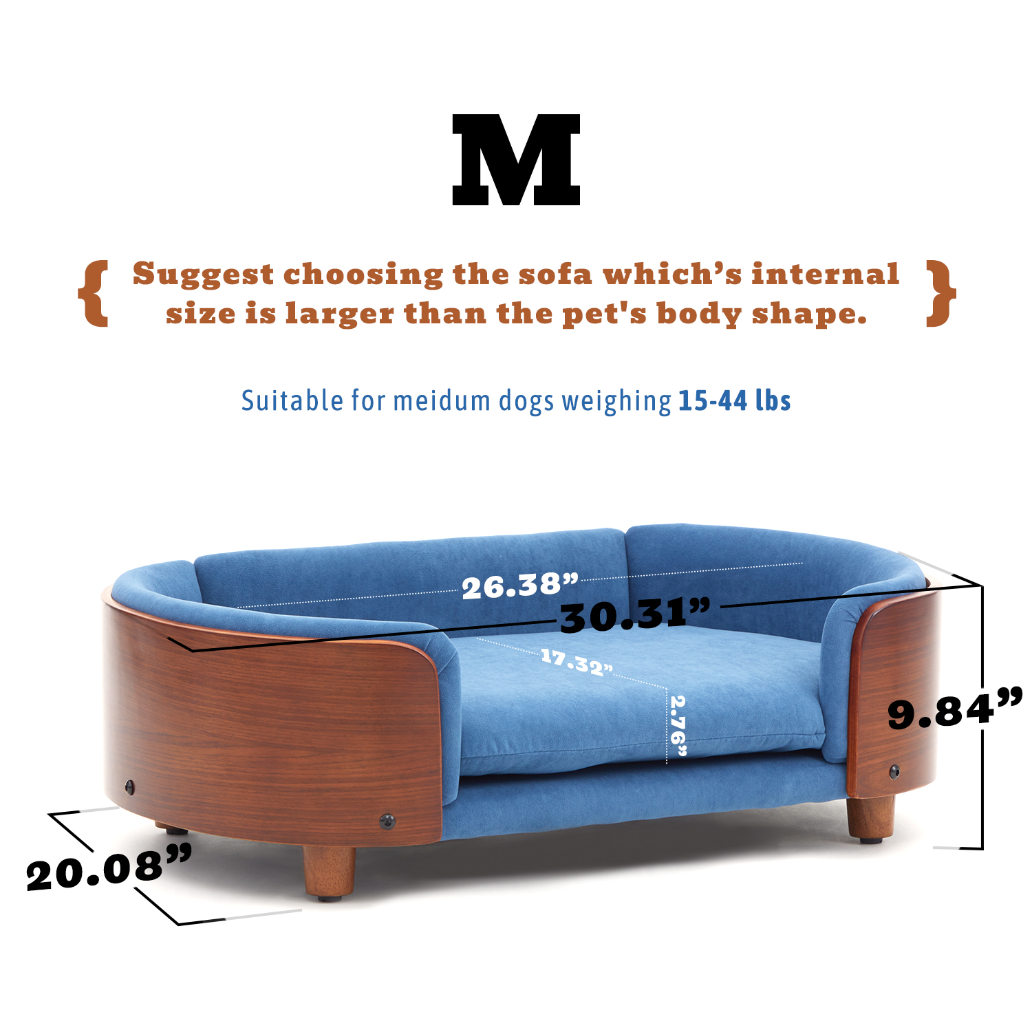 Luxury Solid Wood Dog Bed With Legs And Bent Wood Back