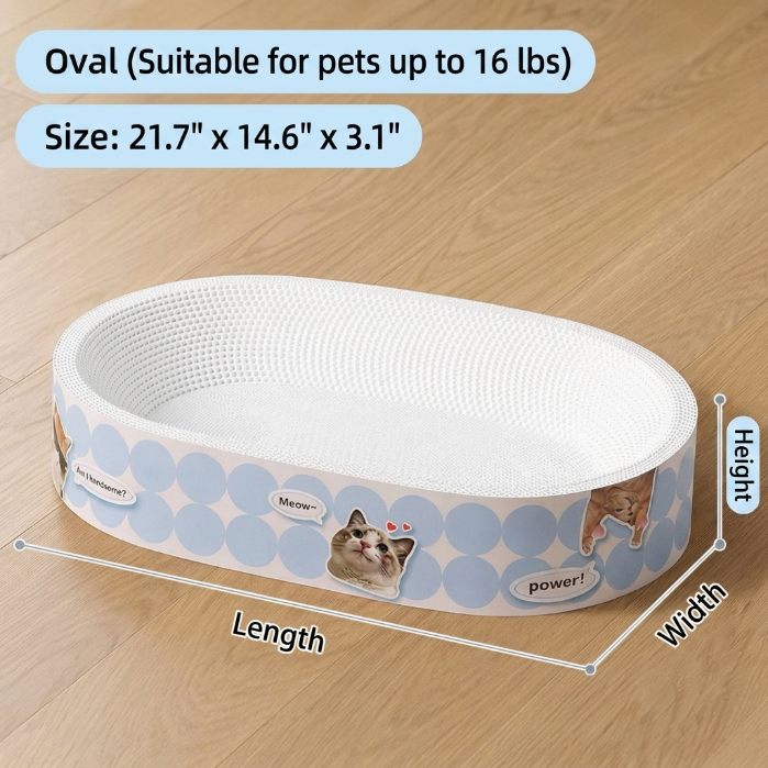 Large White Corrugated Cardboard Cat Scratcher Bed | Durable Cat Scratch Pad & Cozy Cat Lounge