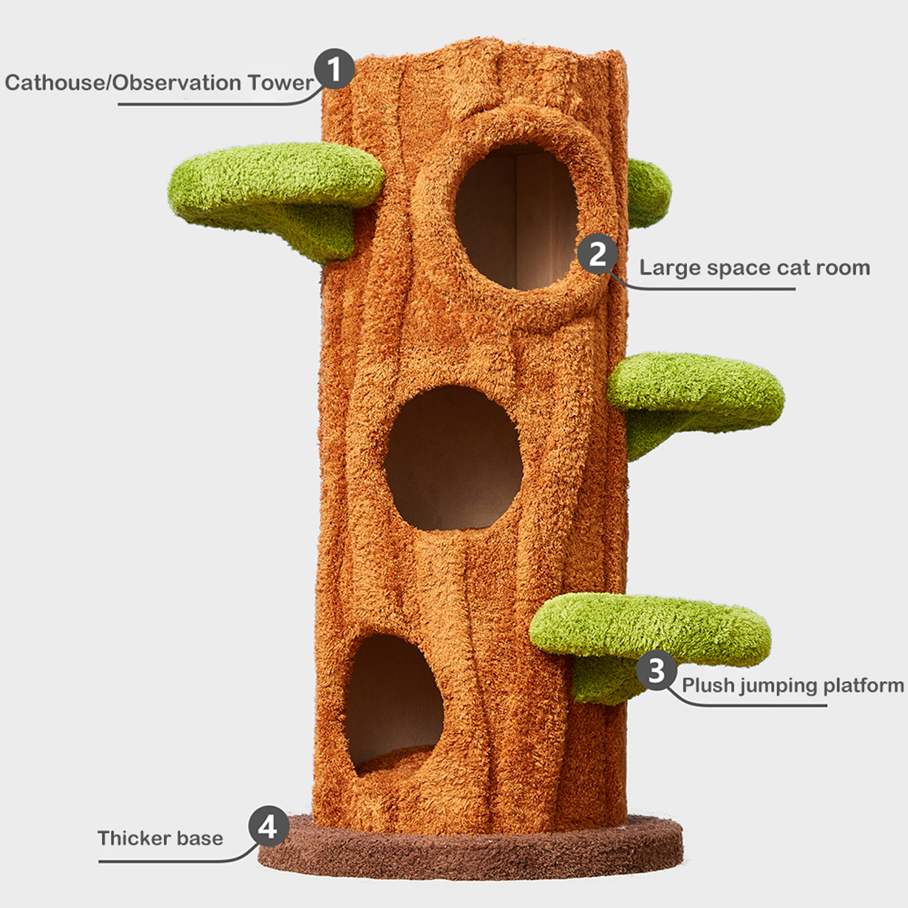 48.8'' H Solid Wood Modern Cat Tree Tower Condo