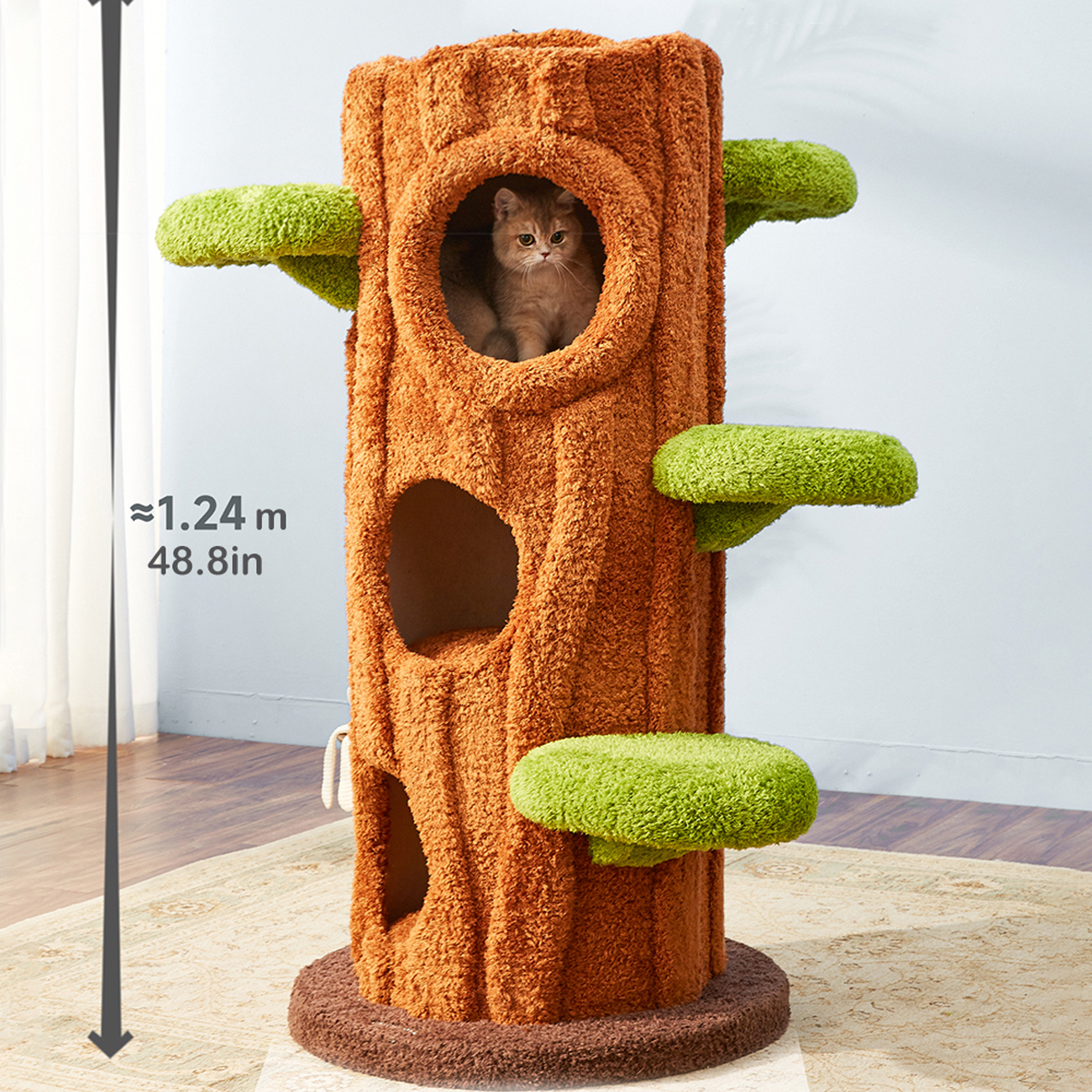 48.8'' H Solid Wood Modern Cat Tree Tower Condo