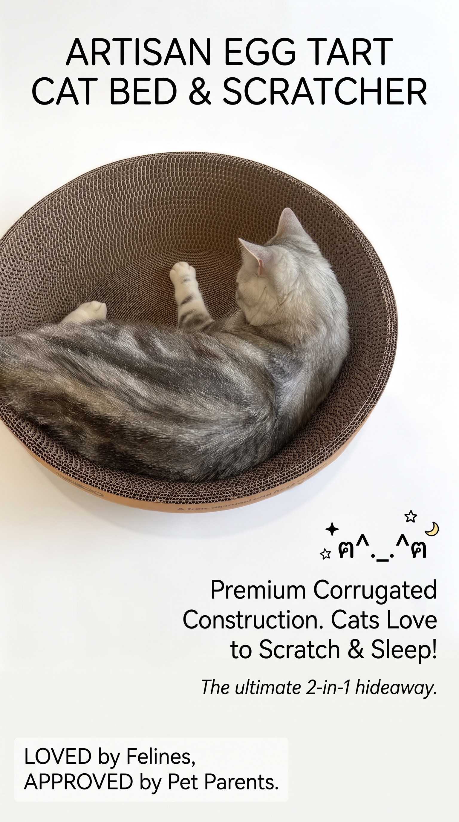 Cute Egg Tart Cat Bed & Scratcher – Removable All-Season Cat House