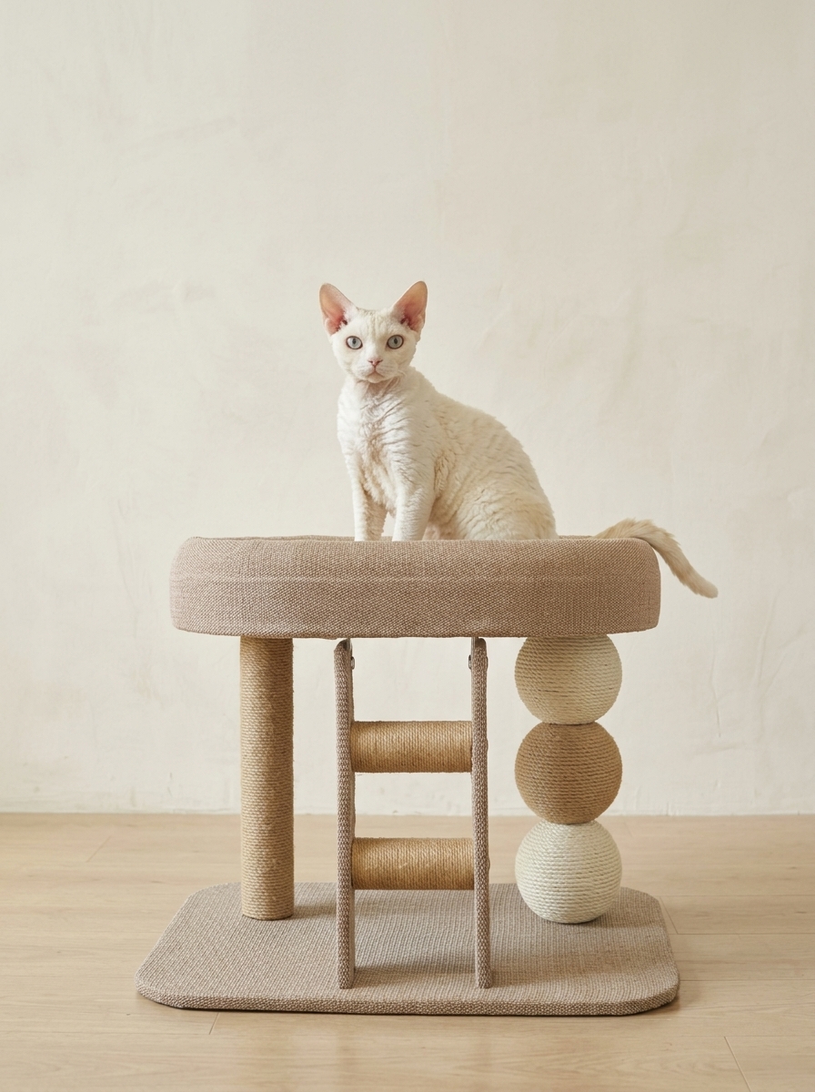 2-Tier Small Cat Tree with Scratching Post & Toy | Space-Saving Cat Furniture