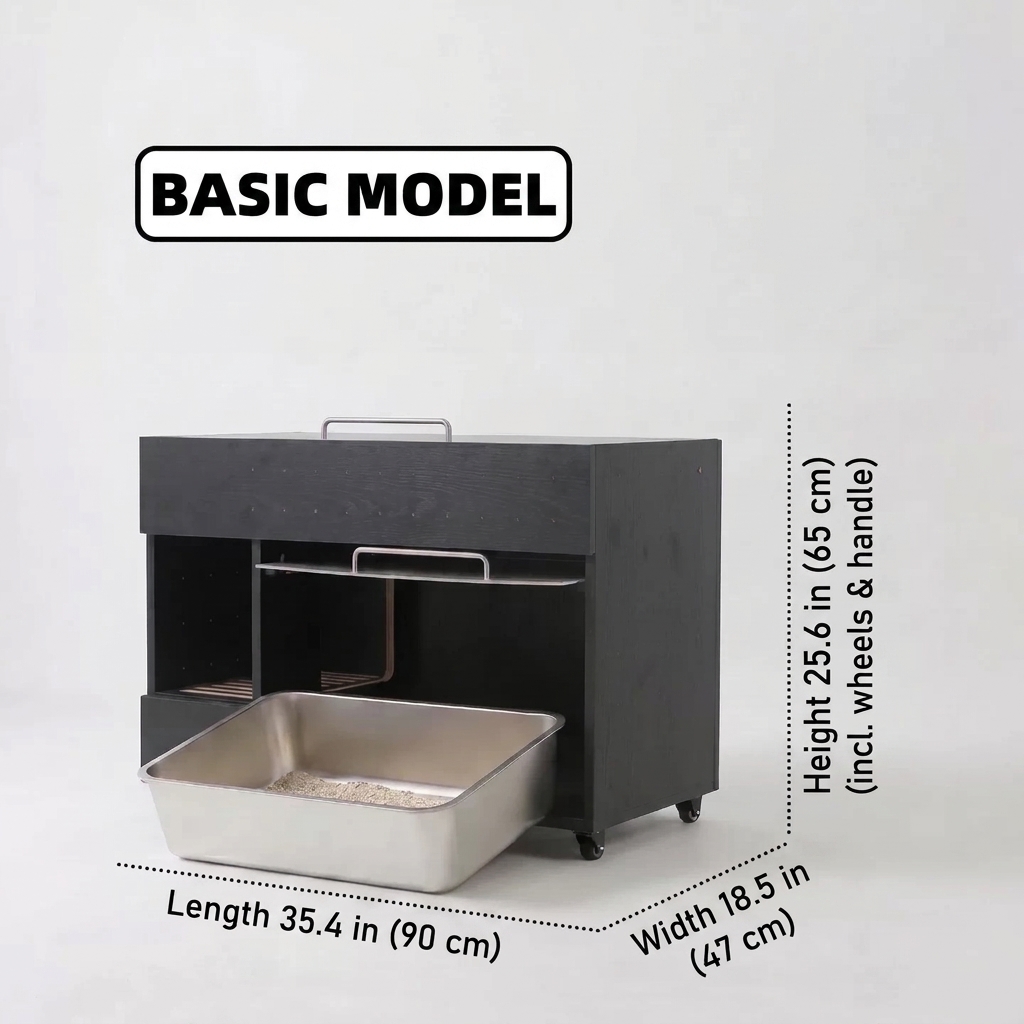 Modern Cat Litter Cabinet with Storage– Multi-Level Wooden Litter Box Enclosure