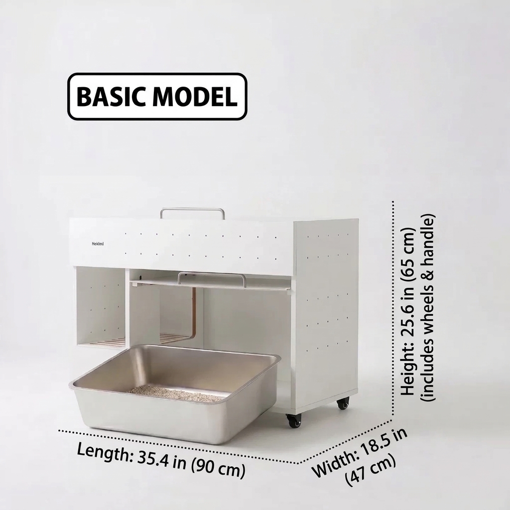 Modern Cat Litter Cabinet with Storage– Multi-Level Wooden Litter Box Enclosure