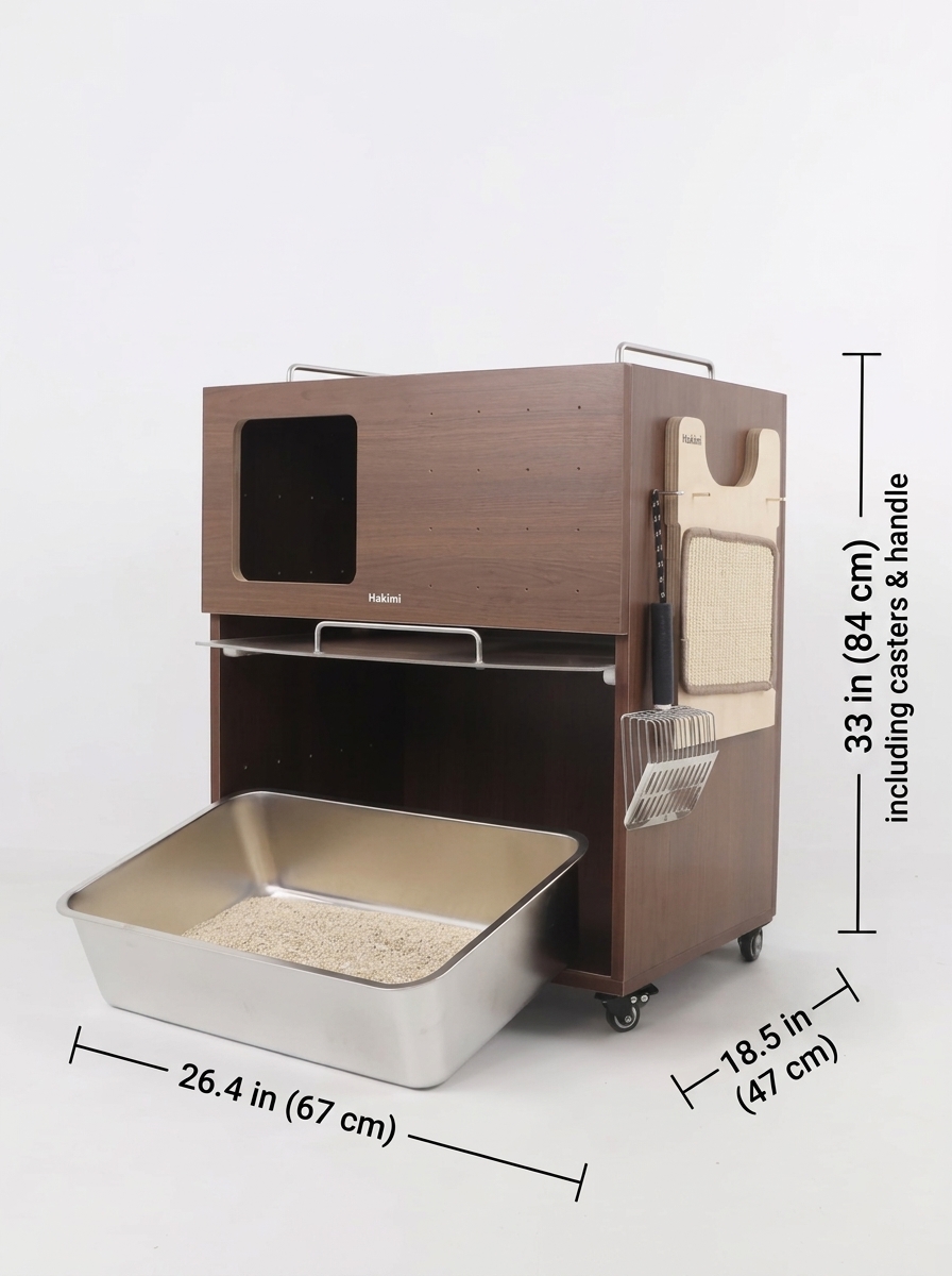 Modern Wooden Cat Litter Box Cabinet | Double Layer Hidden Litter Furniture with Anti-Tracking Design for Large Cats
