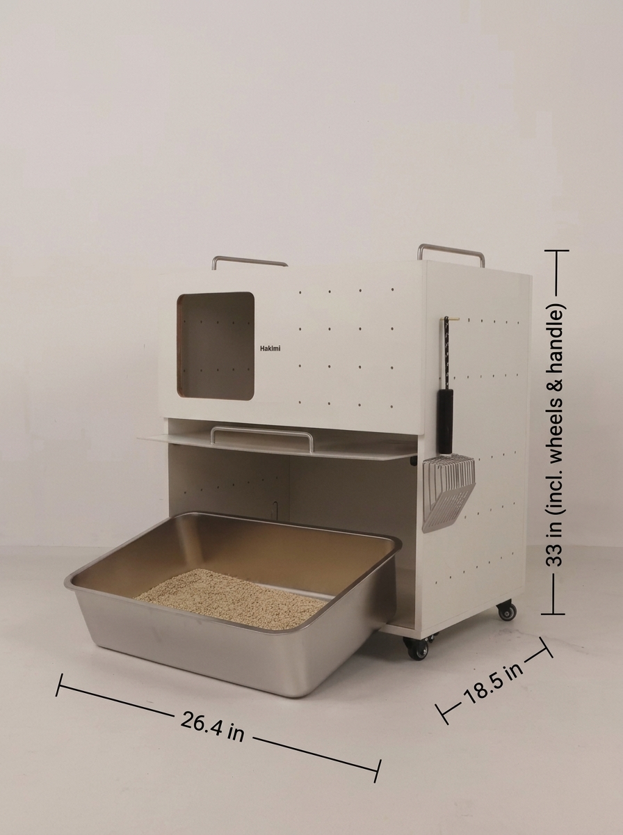 Modern Wooden Cat Litter Box Cabinet | Double Layer Hidden Litter Furniture with Anti-Tracking Design for Large Cats