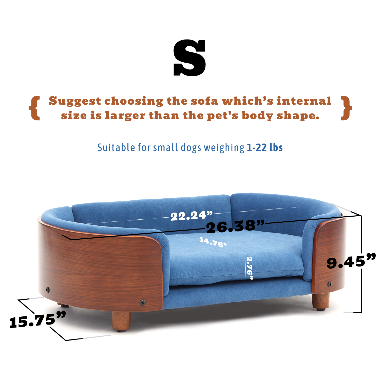 Luxury Solid Wood Dog Bed With Legs And Bent Wood Back