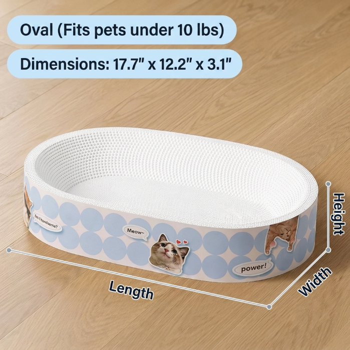 Large White Corrugated Cardboard Cat Scratcher Bed | Durable Cat Scratch Pad & Cozy Cat Lounge