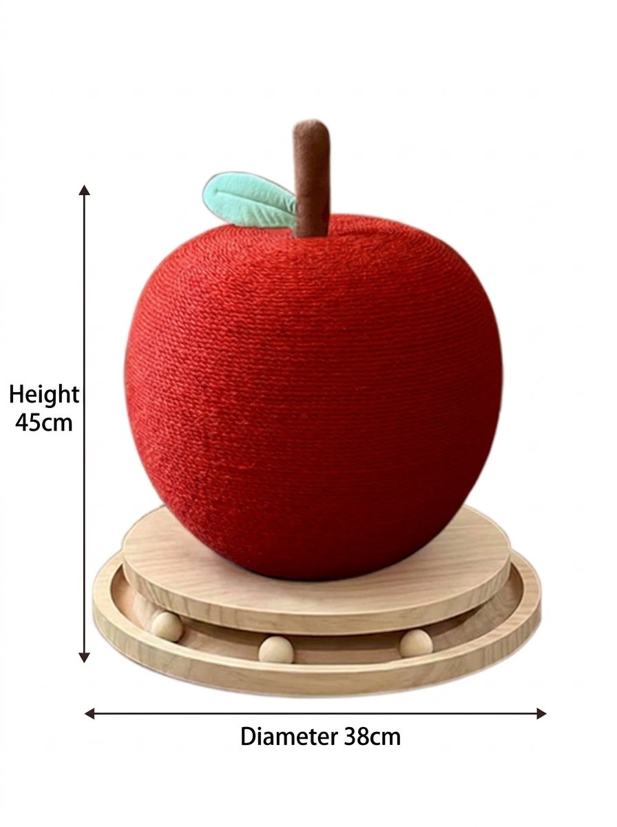 Cute Green Apple Sisal Cat Scratching Post & Toy