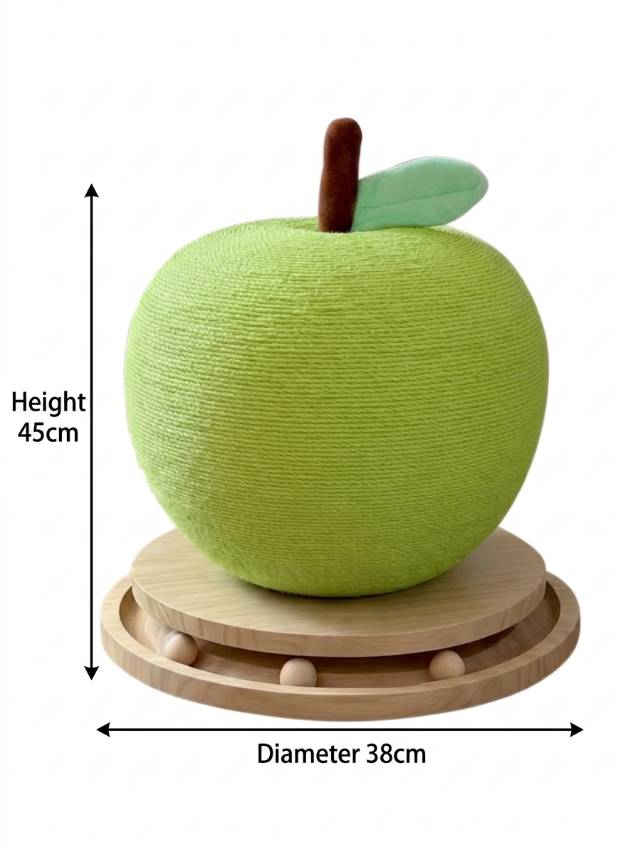 Cute Green Apple Sisal Cat Scratching Post & Toy