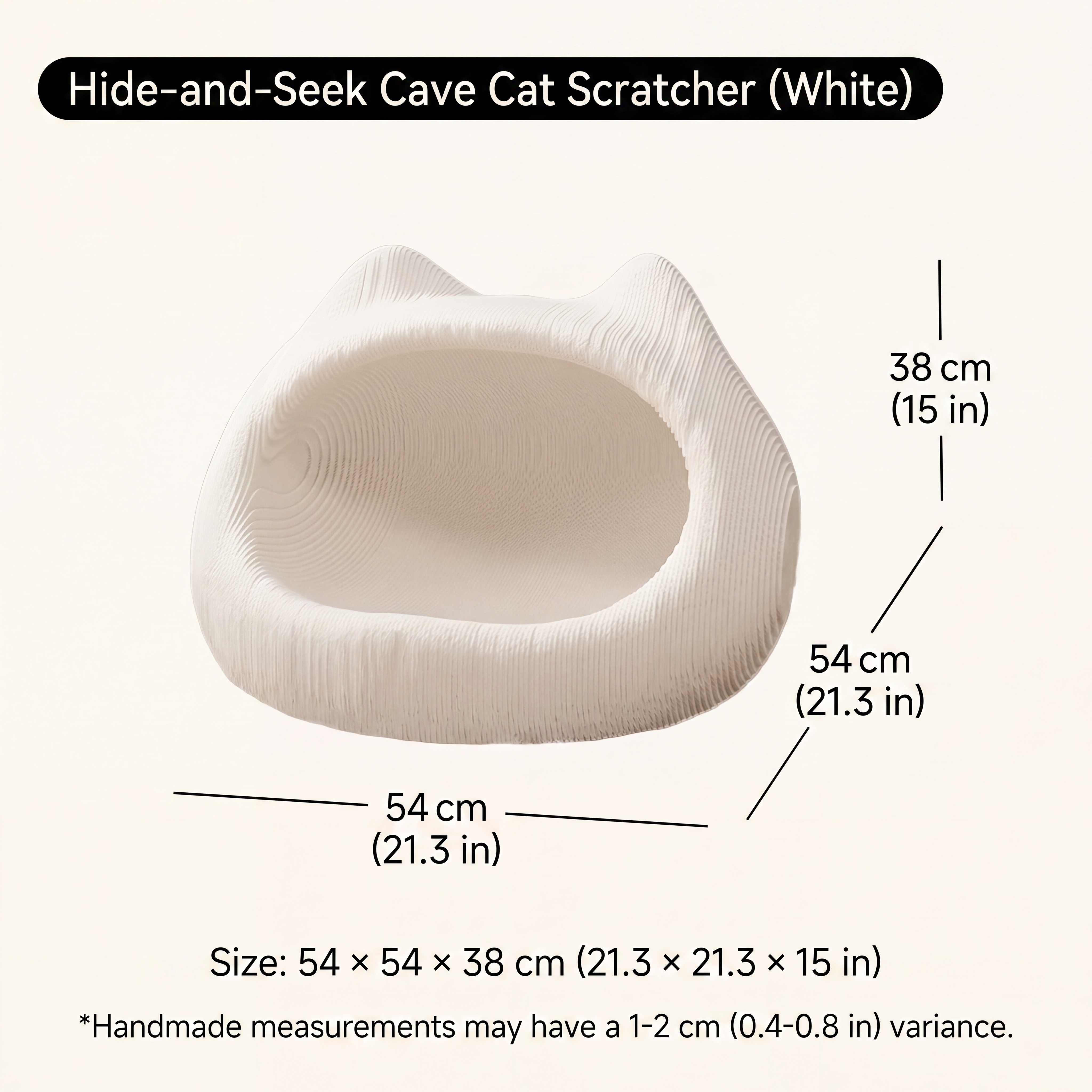 White Kraft Cardboard Cat Scratcher Bed – Durable Cat Scratching Pad & Hideaway Cave