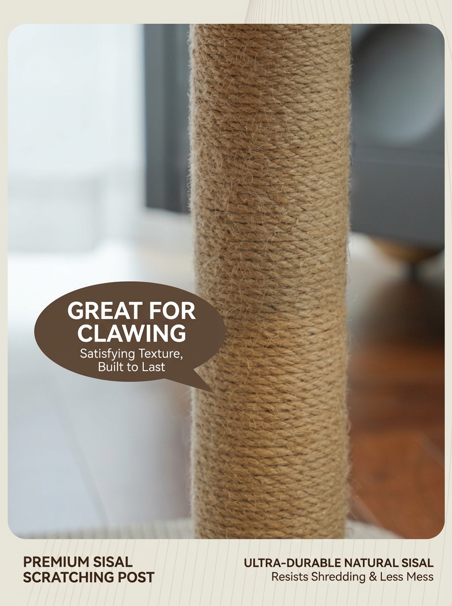 2-Tier Small Cat Tree with Scratching Post & Toy | Space-Saving Cat Furniture