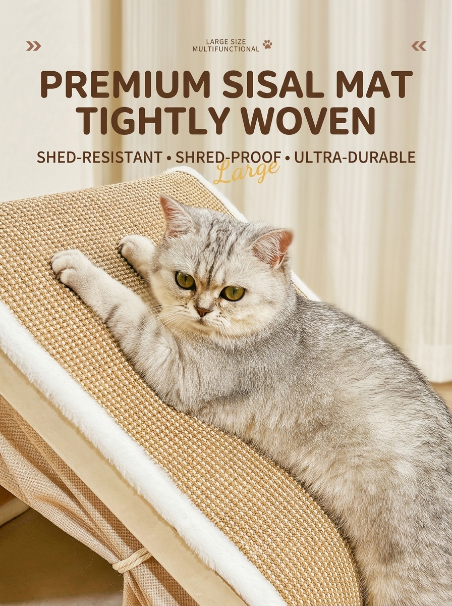 Modern Wooden Pet Tent Cave & Natural Sisal Scratcher – All-Season Enclosed Cat House & Indoor Hideaway