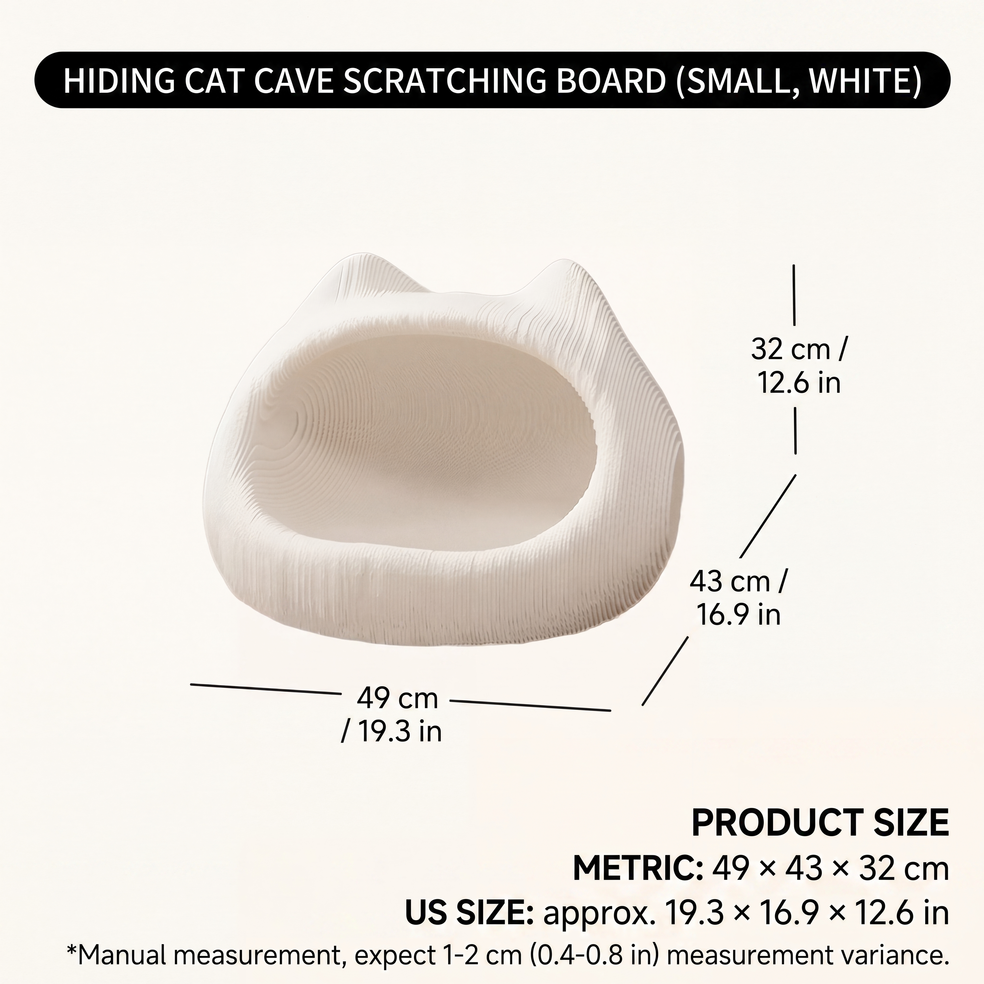 White Kraft Cardboard Cat Scratcher Bed – Durable Cat Scratching Pad & Hideaway Cave