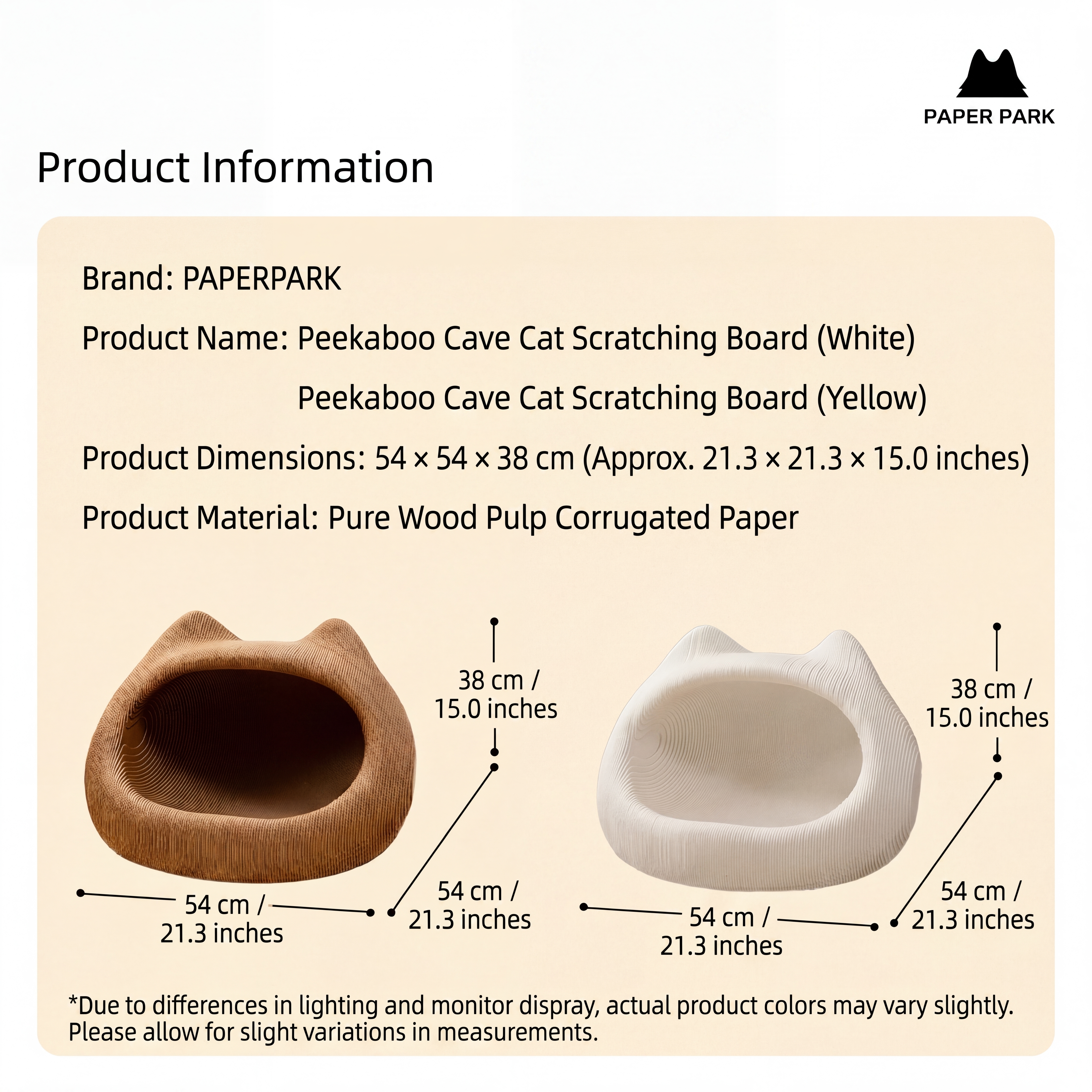 White Kraft Cardboard Cat Scratcher Bed – Durable Cat Scratching Pad & Hideaway Cave