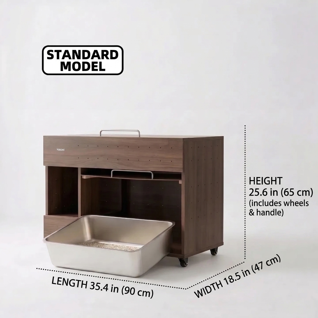 Modern Cat Litter Cabinet with Storage– Multi-Level Wooden Litter Box Enclosure