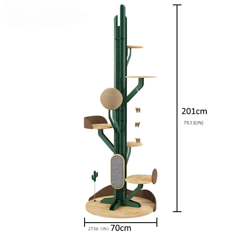 Large Cat Tree Tower for Indoor Cats, Heavy Duty Solid Wood & Iron Frame, Modern Cat Condo with Built-in Cat House, Space Saving Vertical Climber for Large Cats