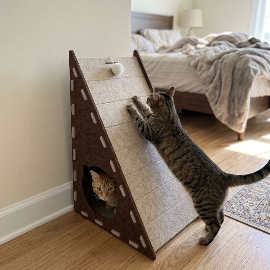 Triangular Felt Cat Scratcher – Modular Corner Scratcher & Sofa Protector