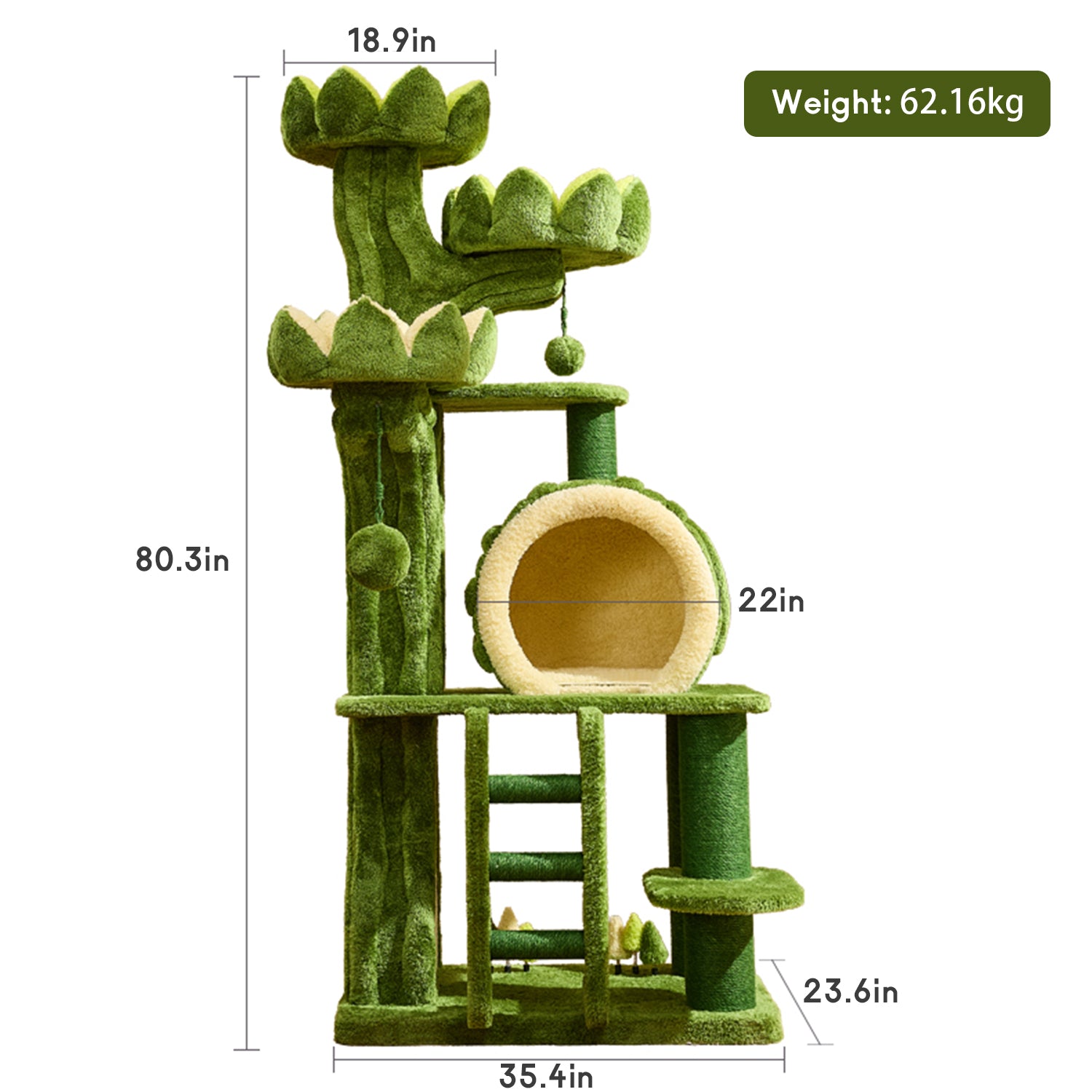 80.3"  Green Luxury Cat Tree 