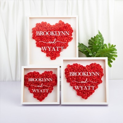 Heart Shaped Flower Shadow Box