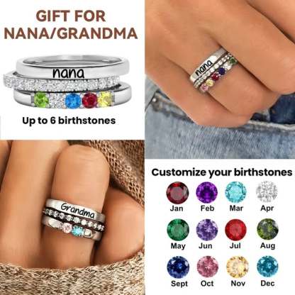 Grandmother Rings with Birthstones for Grandchildren