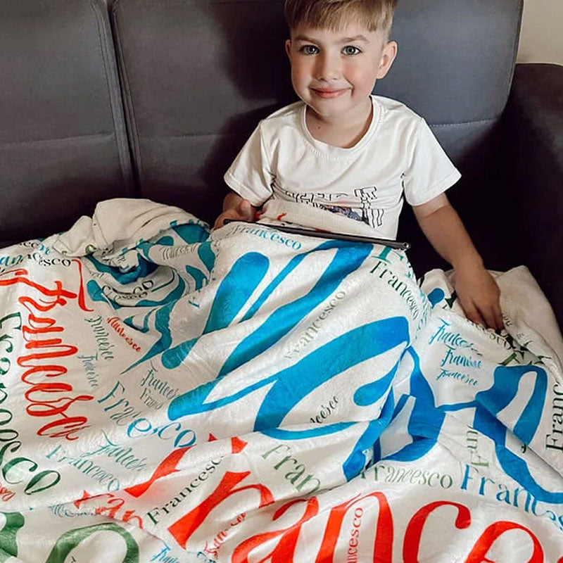 Personalized Soft Flannel Name Family Blanket Word Cloud Art Design Blanket