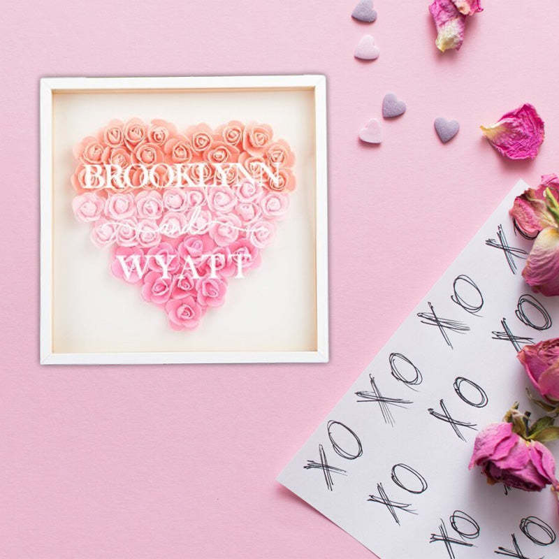 Heart Shaped Flower Shadow Box