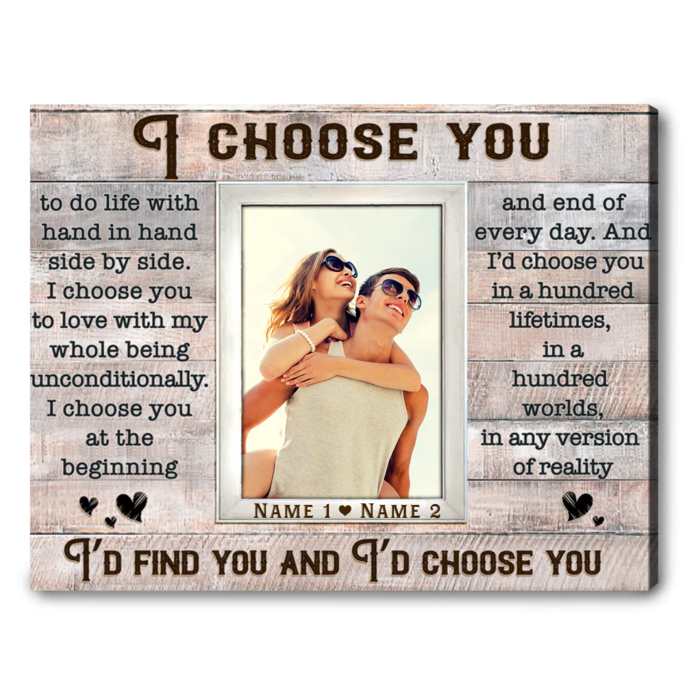 Loving Gift Photo For Couple Custom Poem On Canvas