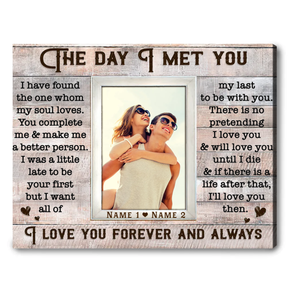 Loving Gift Photo For Couple Custom Poem On Canvas