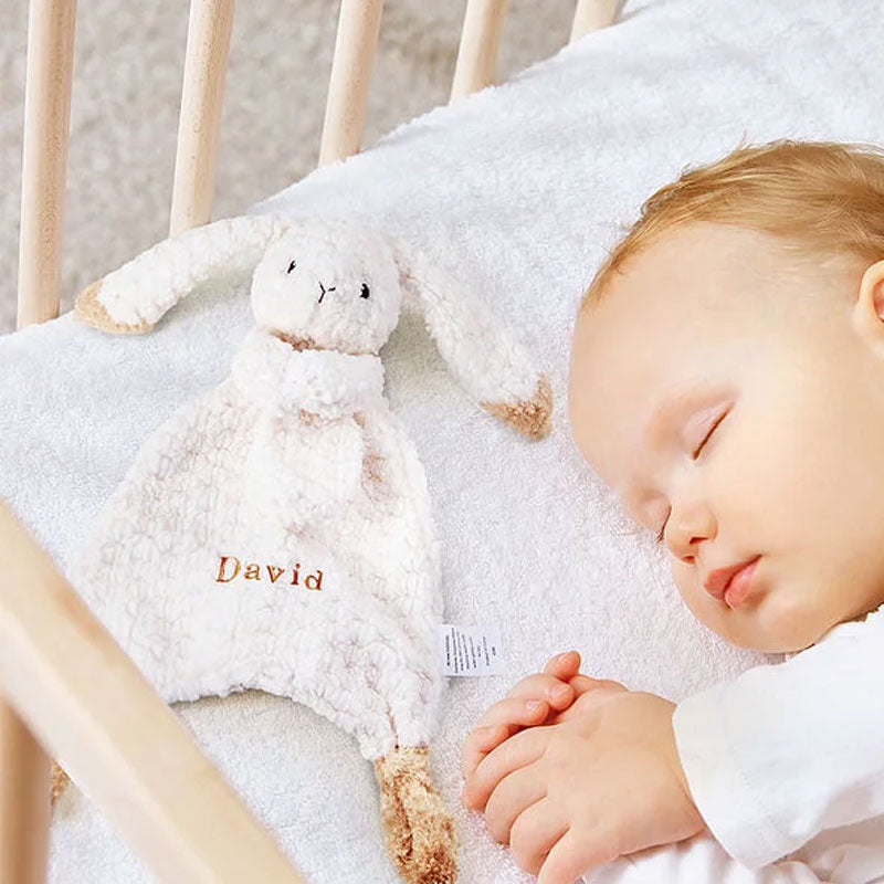 Personalized Lovey Bunny Rabbit Baby Plush Snuggle Toy Security Blanket with Embroidery Name Birthday Baby Shower Gift for Newborns