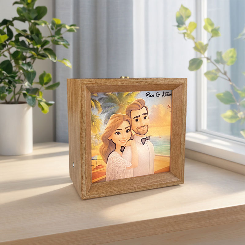 Custom Background Cartoon Image Personalized Wooden Night Light Home Decoration