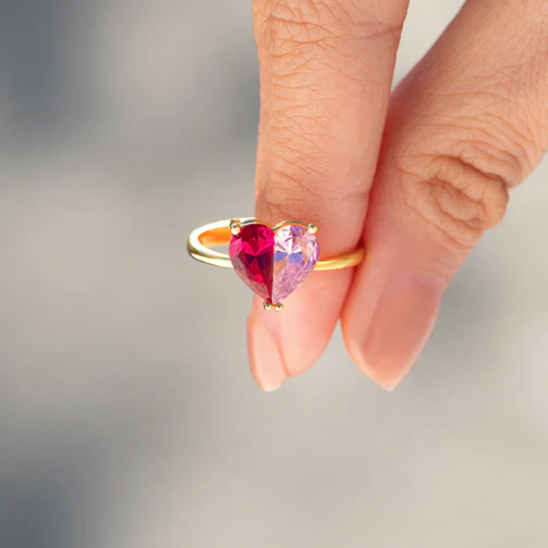Birthstone Patchwork Heart Ring