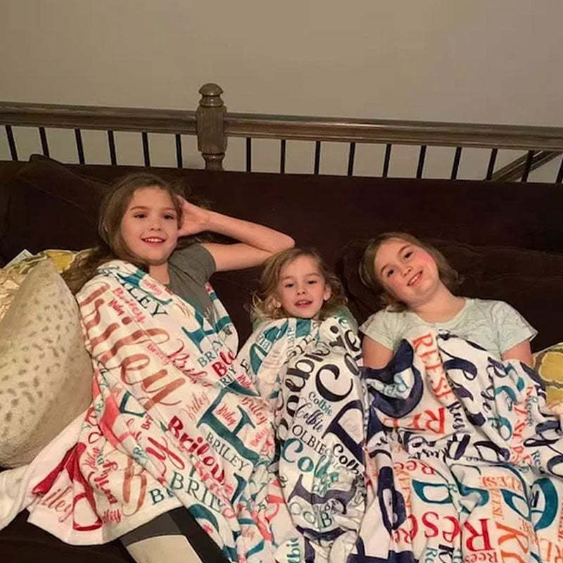 Personalized Soft Flannel Name Family Blanket Word Cloud Art Design Blanket