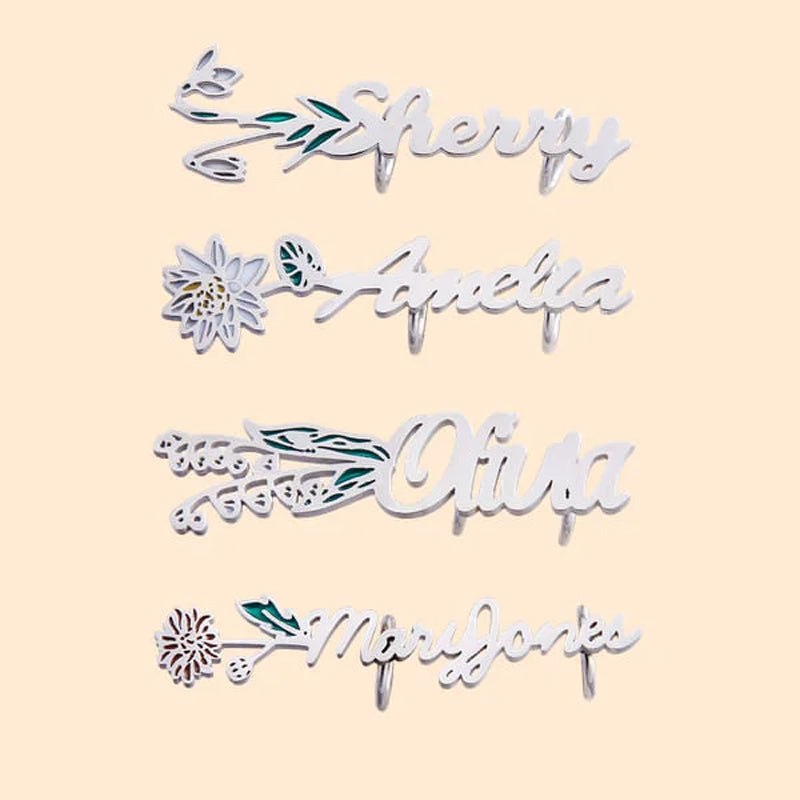 Personalized Watercolor Birth Flower Shoelace Charms Shoe Buckles with Name