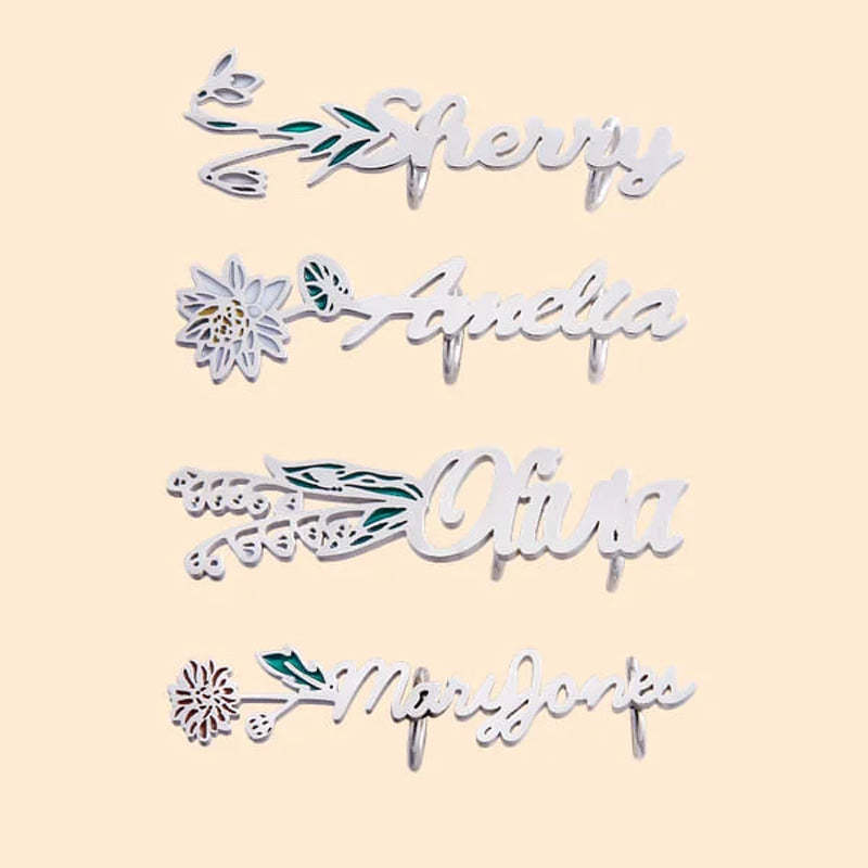 Personalized Watercolor Birth Flower Shoelace Charms Shoe Buckles with Name